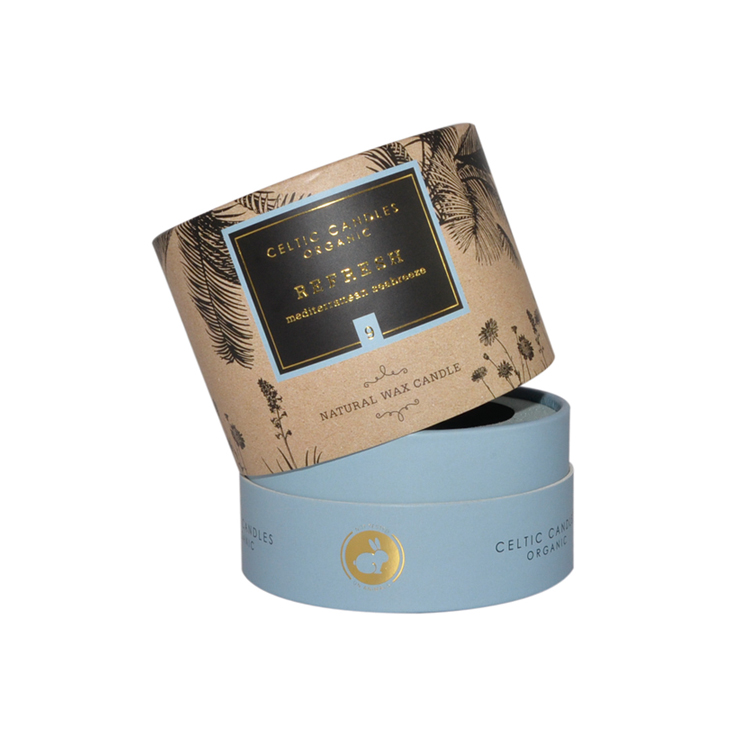 Supply Luxury Customized Cardboard Candle Tube Packaging Box with EVA Foam Holder and Gold Hot Foil Stamping