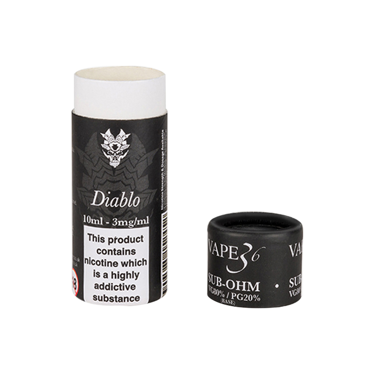 Factory Price Customized Black Paper Tube Round Cylinder Cardboard Boxes for E Juice Packaging with Spot UV Pattern