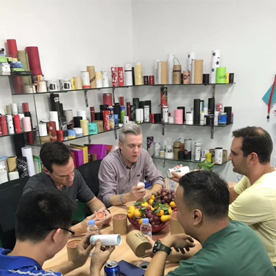 customer visiting for their new project on paper tube packaging :Second-generation L’Oréal paper-based tubes to be recyclable
