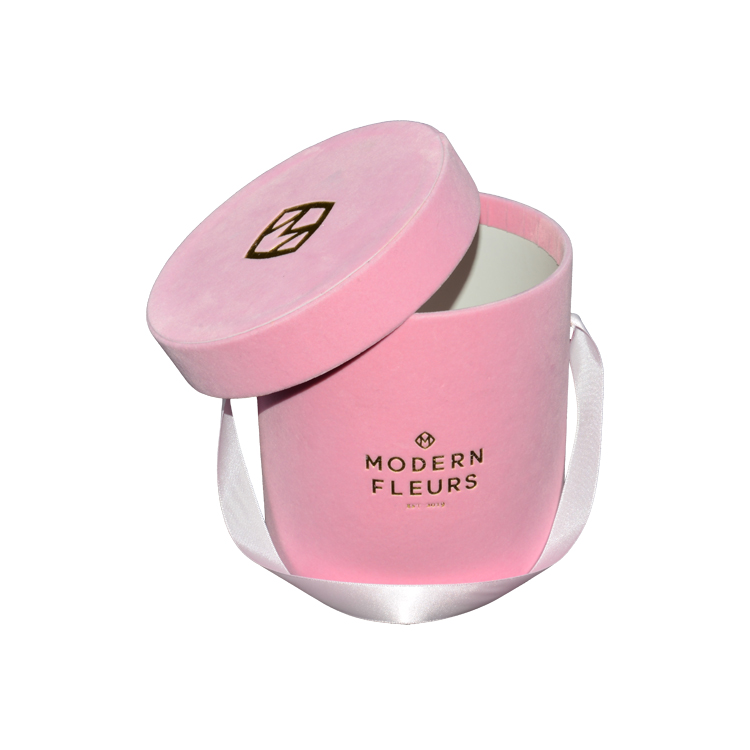 Custom Brand Hot Sale Velvet Paper Tube Box for Flower Velvet Rose Round Box