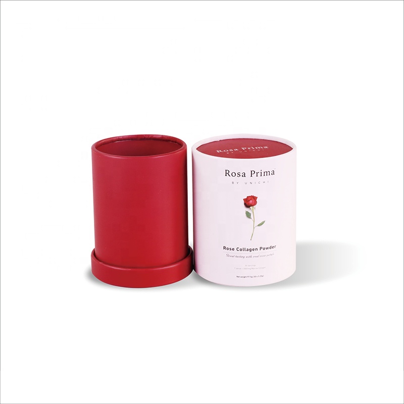 Luxury Eco Friendly Custom Cardboard Cylinder Paper Tubes Packaging for Rose Collagen Powder Packaging