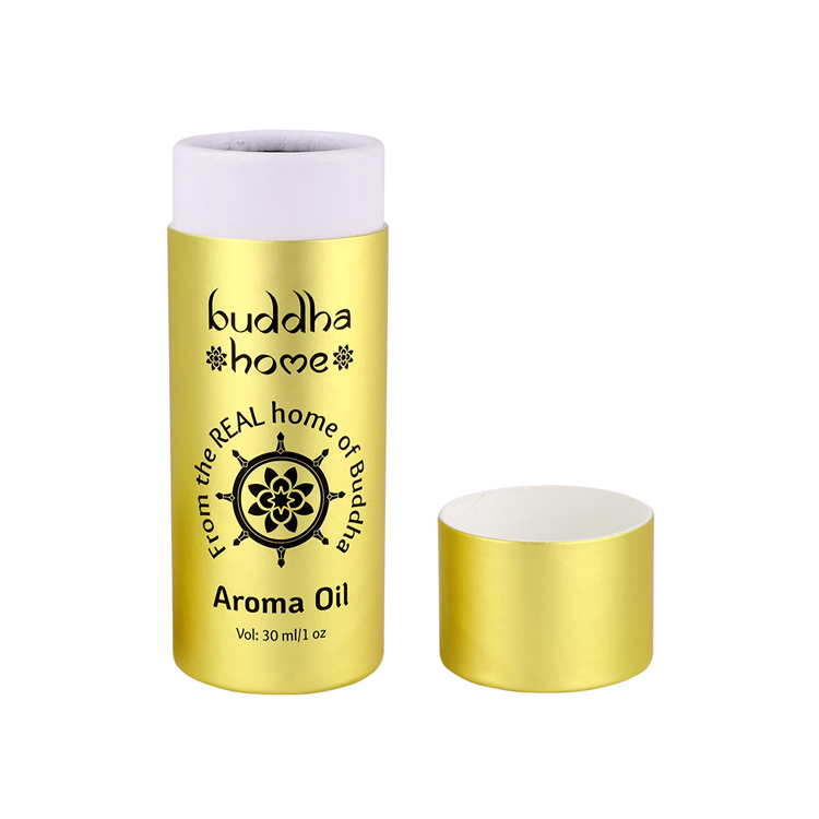 Gold Paper Round Paper Tube Box Packaging Cylindrical Packaging Box for 30ml Aroma Oil Bottle Packaging
