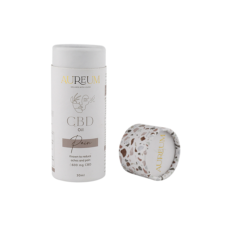 Custom Logo Recyclable Round Cylinder Packaging Box for 10ml CBD Essential Oil Retail Paper Packaging Tube