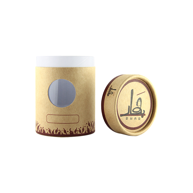Wholesale Recycled Kraft Brown Paper Packaging Tube Cylinder Round Gift Box With Clear PET Window
