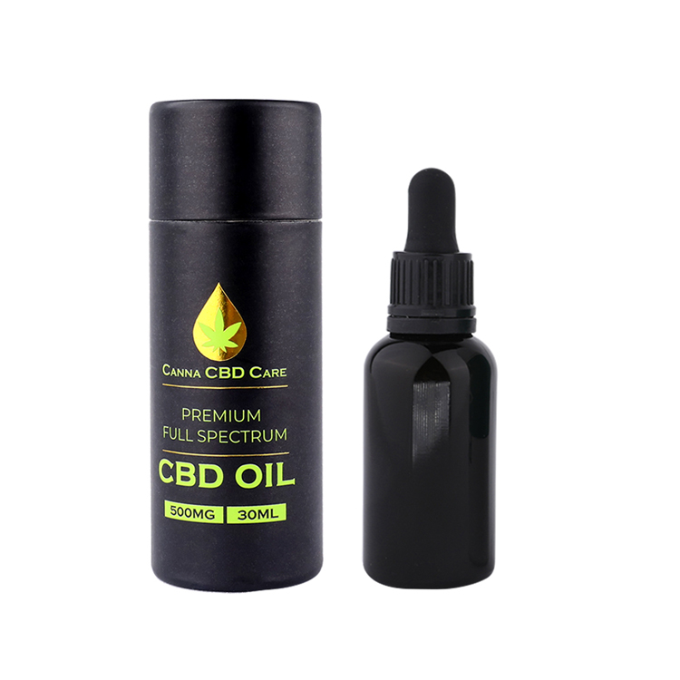 Black Paper Tube with Gold Foil Stamping Custom CBD Oil Packaging Tube Box