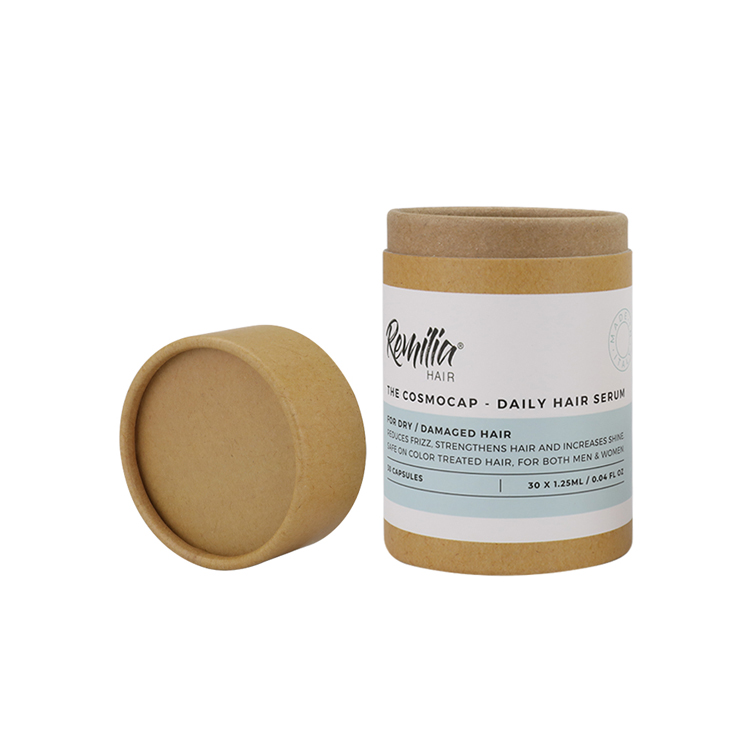 Recycled Kraft Cardboard Paper Tube Box for Hair Serum Packaging