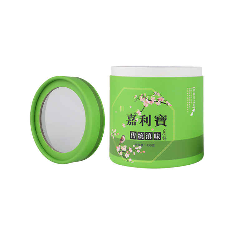 Green Paper Cylinder Box with Clear Window on The Cap Top