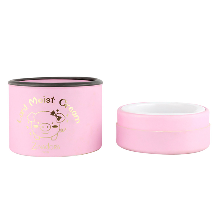 Pink Cardboard Cylinder Cylindrical Gift Box for Face Cream with Plastic Holder