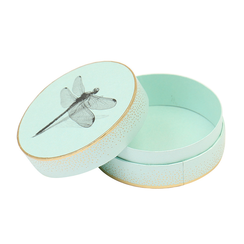 Luxury Custom Flat Lid Paper Tube Cardboard Round Box for Cosmetics Makeup Packaging with Gold Hot Foil Stamping Edge