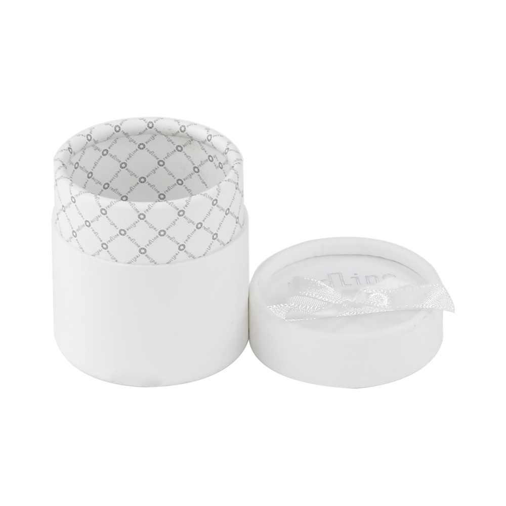 Matt White Paper Tube Box Cardboard Cylindrical Box with Silk Bowknot for Cosmetics Packaging