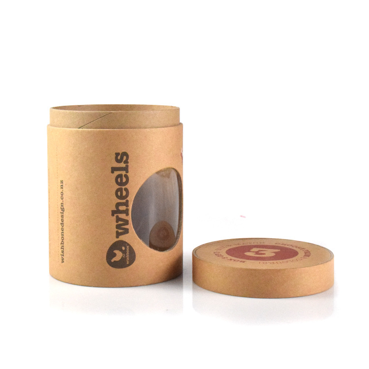Wholesale Custom Natural Paper Nuts Tube Packaging Food Grade Degradable Craft Paper Tube Tea Box With Window