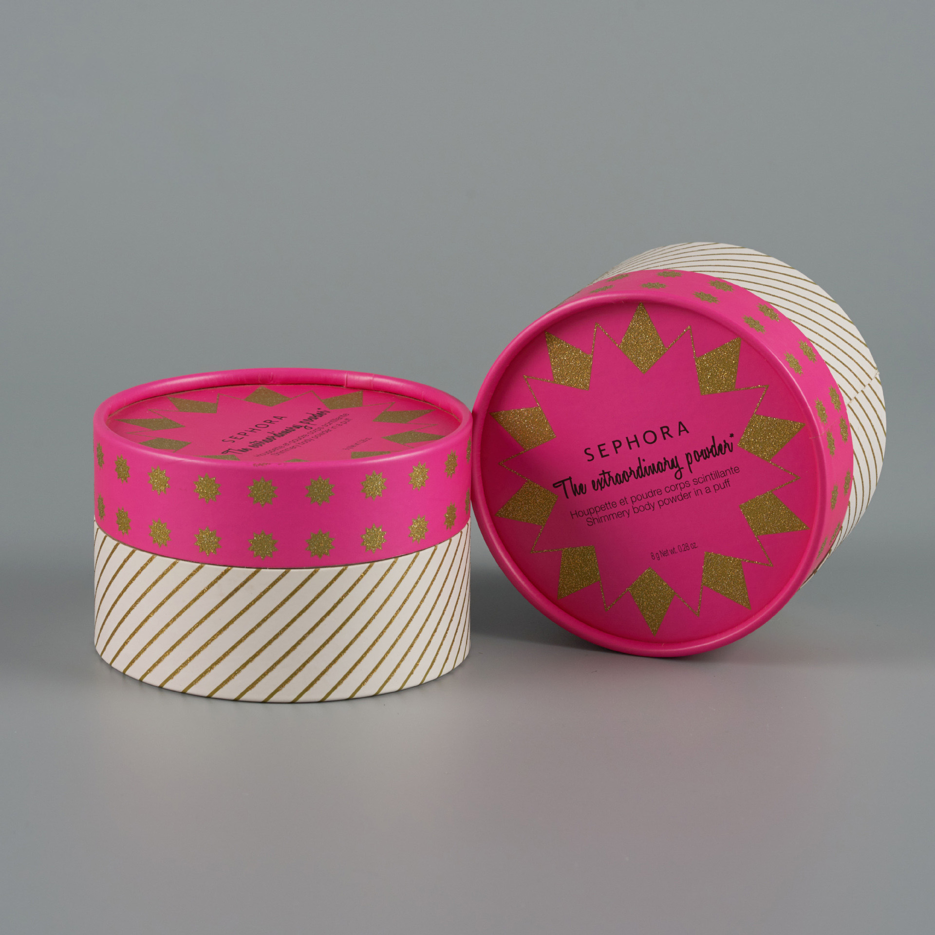 Wholesale Custom Gold Foil Stamping Cosmetic Powder Puff Storage Packaging Cylinder Paper Box
