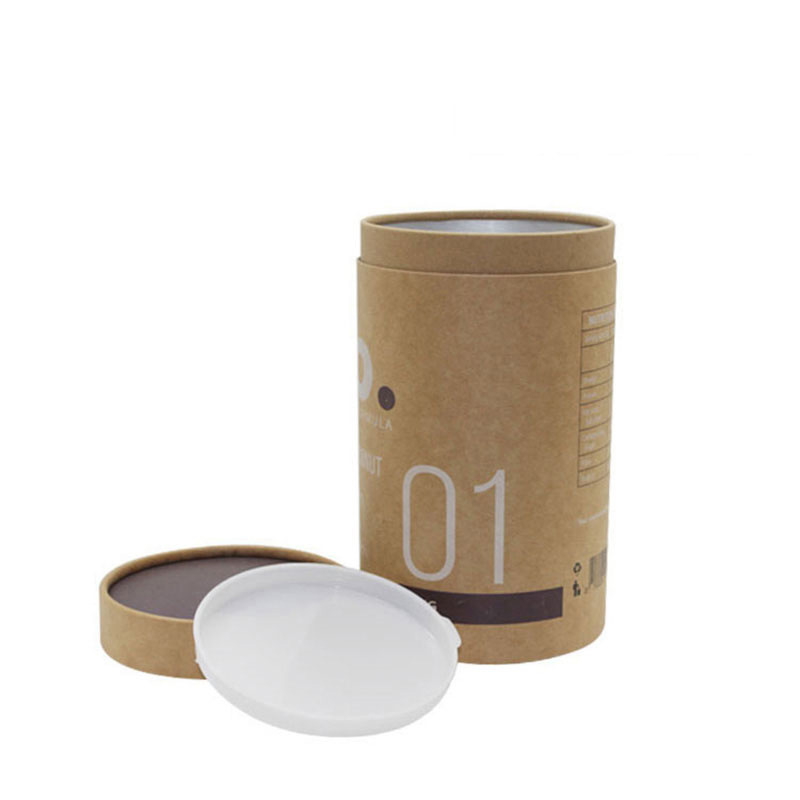 Wholesale Custom Aluminum Foil Inner Kraft Round Paper Tube Powders Food Sealed Paper Tube Packaging with Sealed Lid