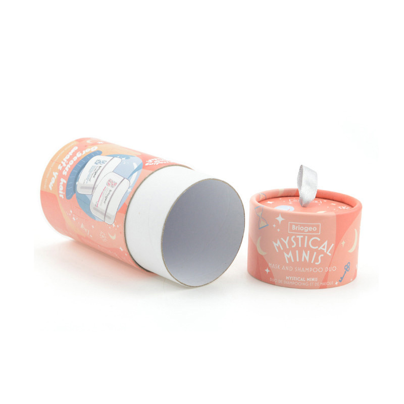 Wholesale Custom Coated Paper Colored Printing Paper Tube Box Cosmetic Hair Dye Packaging Paper Tube With Ribbon on lid