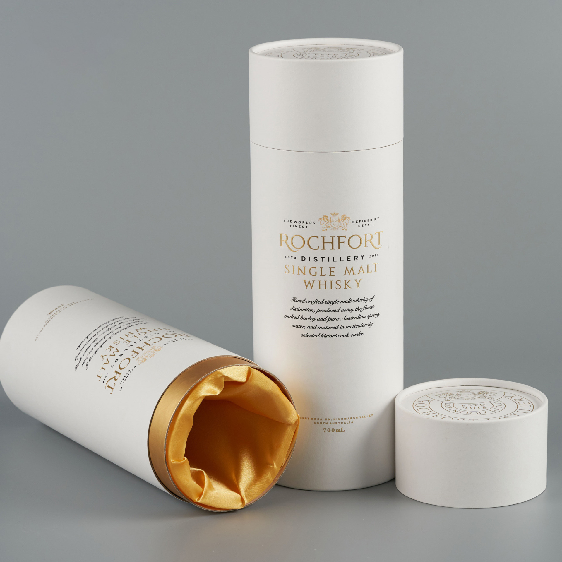 Wholesale Custom High-End Whisky Cylinder Packaging 700m Red Wine Paper Tube Packaging Gift Box With Silk Lining