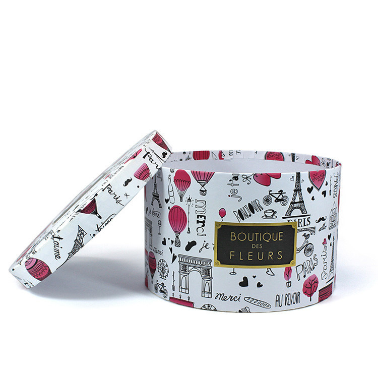 Wholesale Custom Fashion Logo High-End Fashion Flat Cover Cylinder Gift Box Packaging Paper Tube Round Gift Box