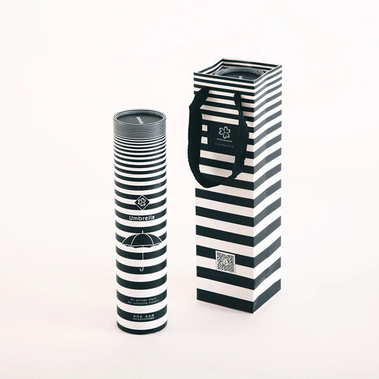 Wholesale Customized Premium Umbrella Cylinder Gift Packaging Box Umbrella Retail Packaging Tube Box With Tote Paper Bag