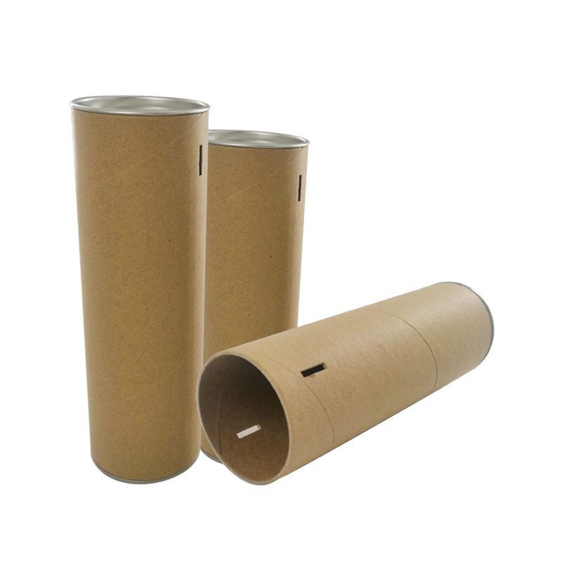 Wholesale Custom Design Degradable Round Paper Tube Packaging Kraft Paper Tube With Metal Cover
