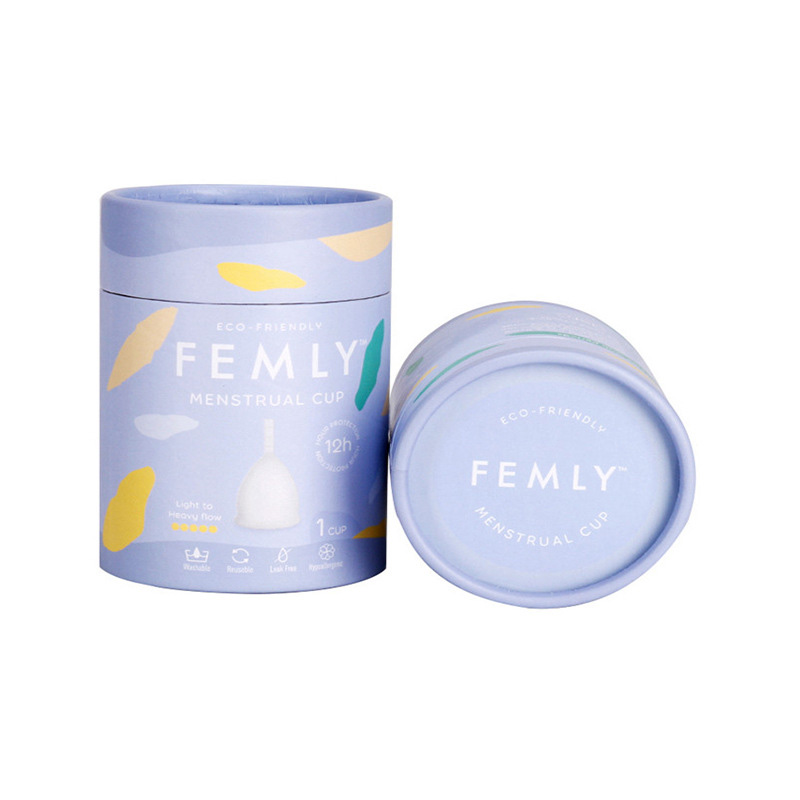 Shenzhen Factory Custom High Quality Color Printing Ladies Menstrual Cup Packaging Paper Tube Food Grade Cylinder Packaging