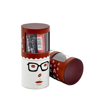 Wholesale Custom Creative Coffee Powder Packaging Cylinder Box Food Grade Probiotics Soild Drink Tube Packaging with PVC Window