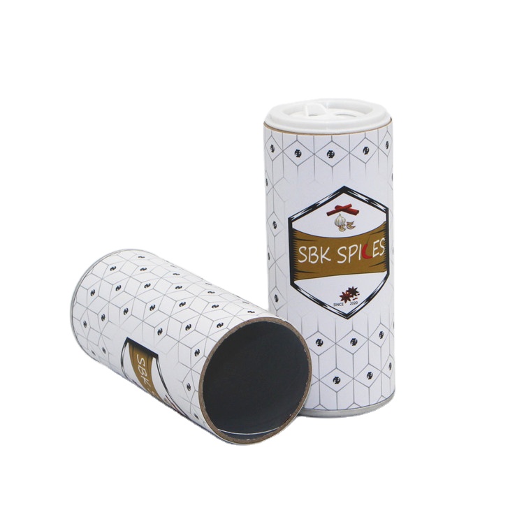 Custom Print Cardboard Spice Tubes Kitchen Storage Seasoning Tube Paper Canister with Shaker