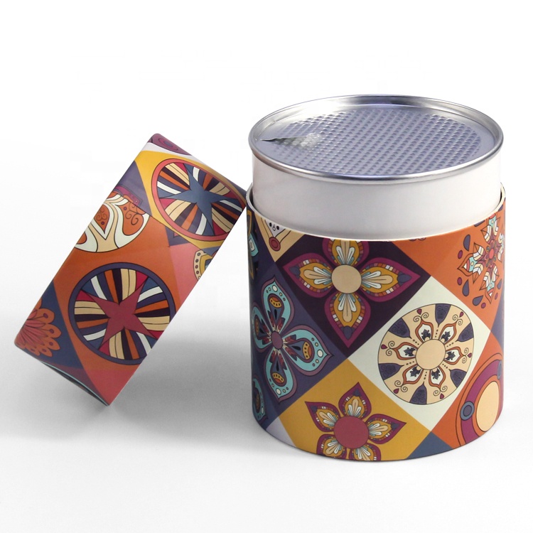 Luxury Design Printed Easy Peel Off Aluminum Foil Container Lid Paper Tube Box For Food Coffee Powder Spice Seasonings