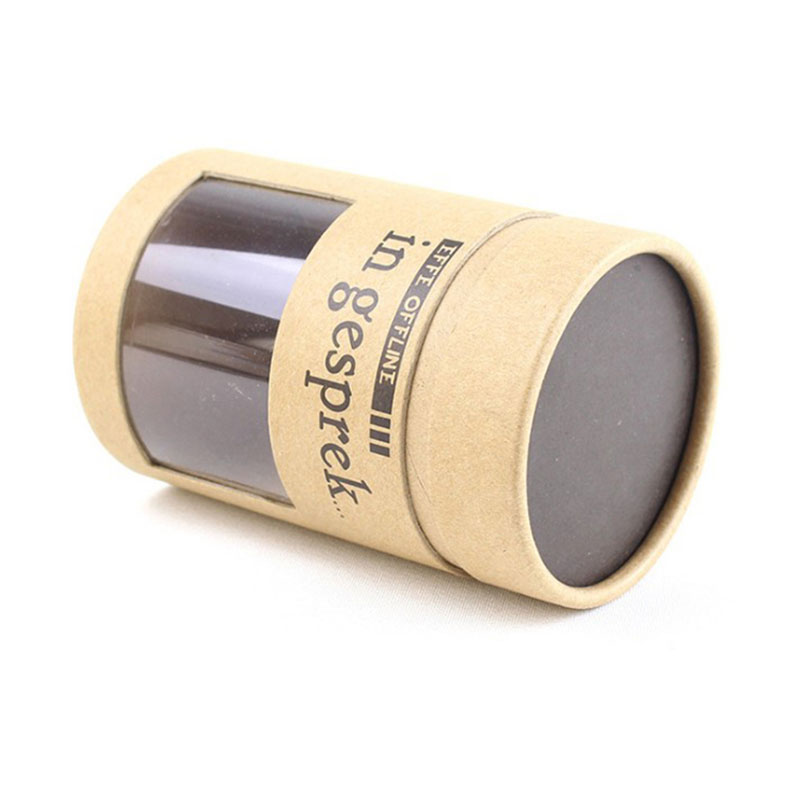 Wholesale Cardboard Brown Kraft Paper Cosmetic Bottles Food Packaging Paper Tube Custom Cardboard Tube Box With Clear PVC Window