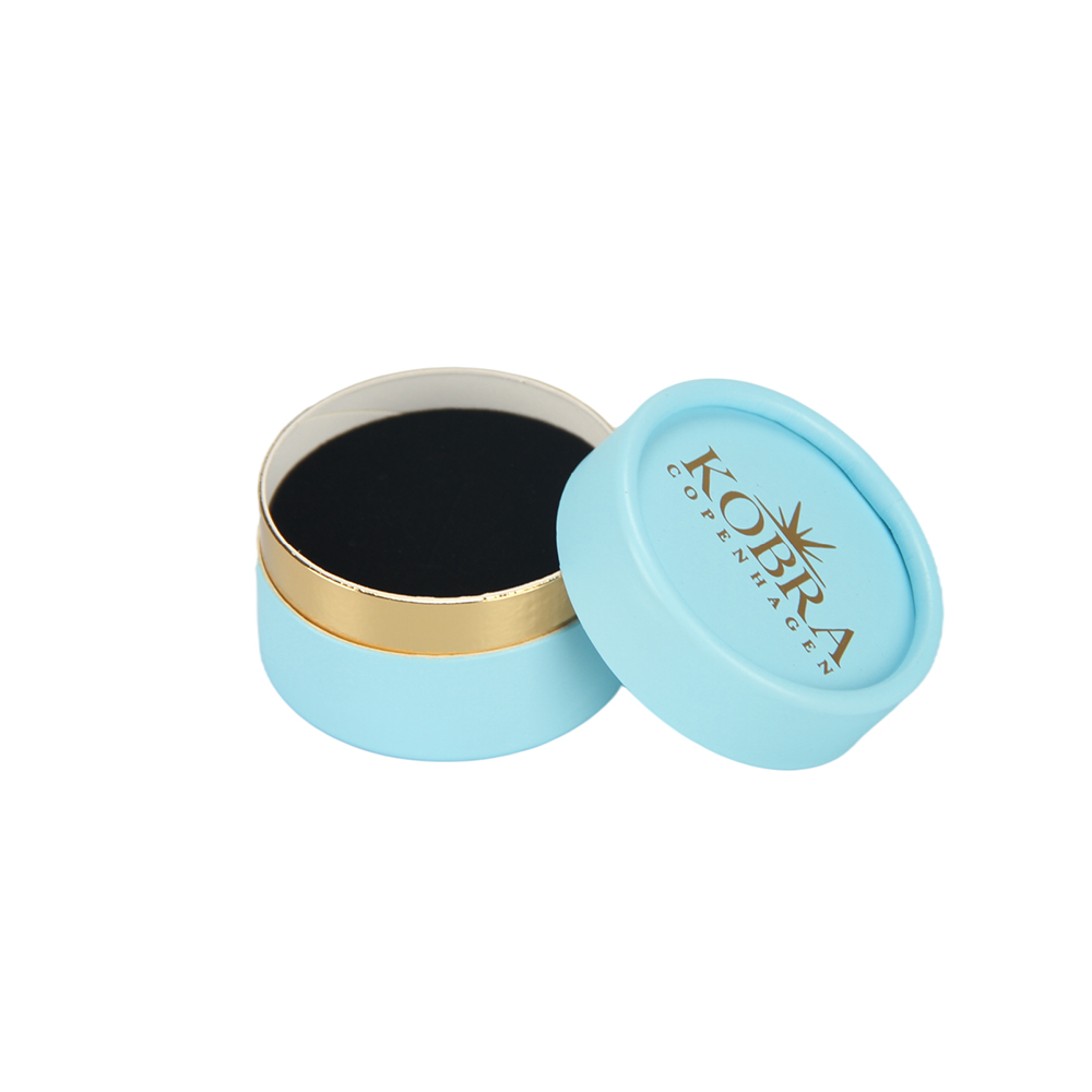 Eco-Friendly Paper Packaging Engaged Married Jewelry Ring Round Packaging Tube Box With Velvet Foam Insert