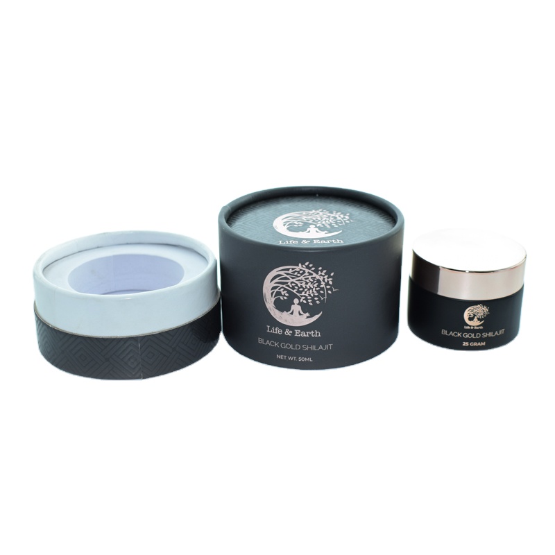 Recycled Custom Paper Round Cardboard Box Cosmetic Face Cream Jar Paper Tube Packaging With EVA Foam Insert