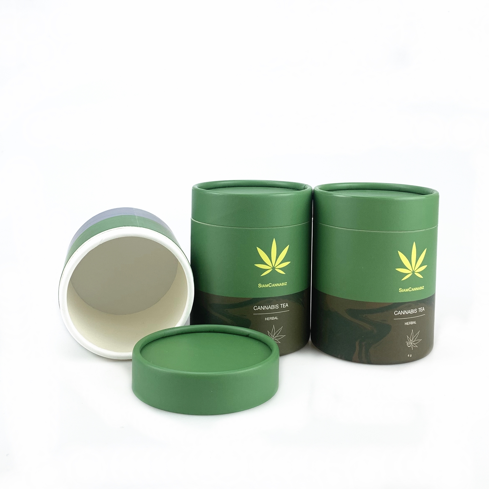 Custom Printed Recyclable Green Paper Tube Box High Quality Cannabis Tea Paper Tube Packaging Box
