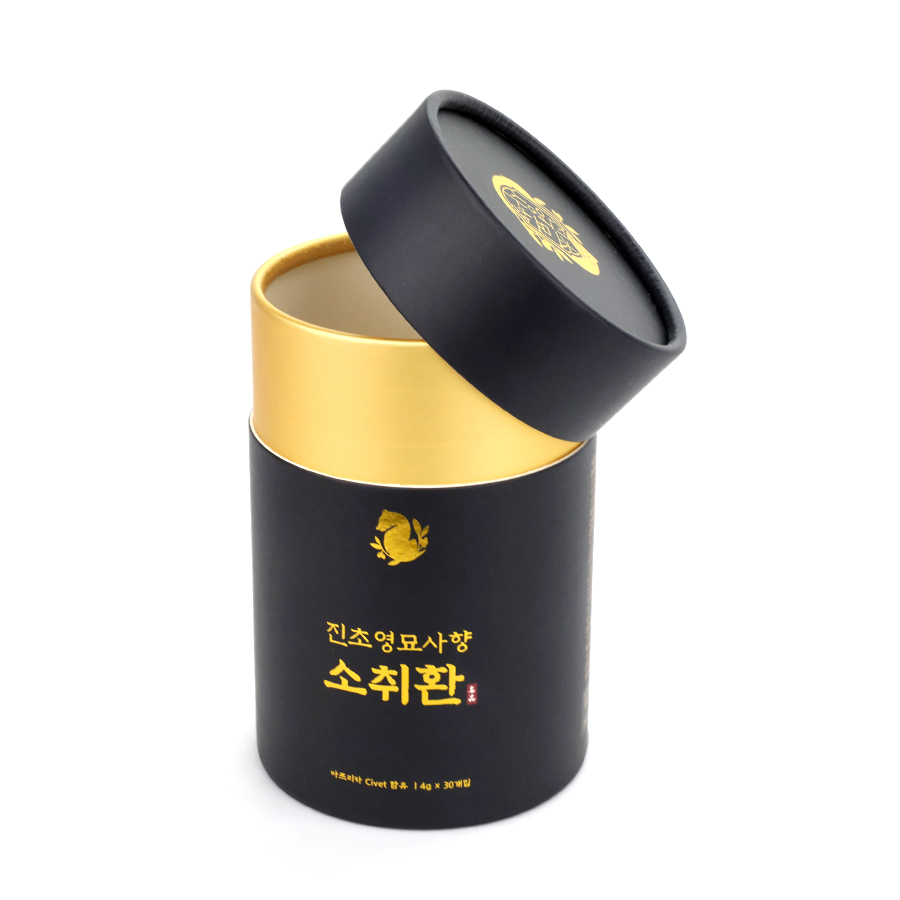  Manufacture Wholesale Food Grade Recycled Black Kraft Paper Tube Tea Packaging Paper Tube With Gold Foil Stamping