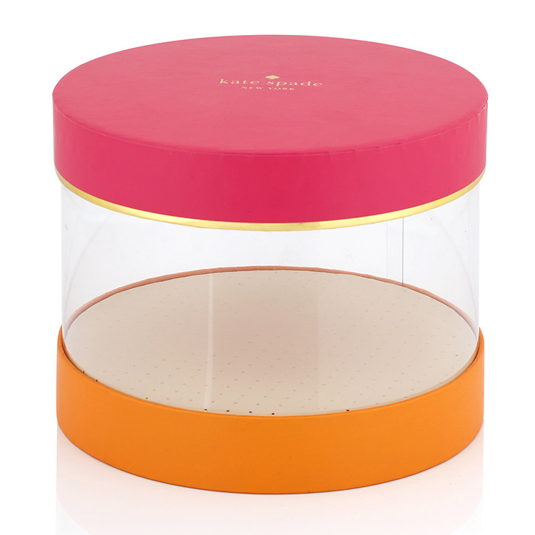 High Quality Round Clear PVC Display Paper Handmade Gift Box Packaging Flower Wedding Cosmetics Tube Gift Box