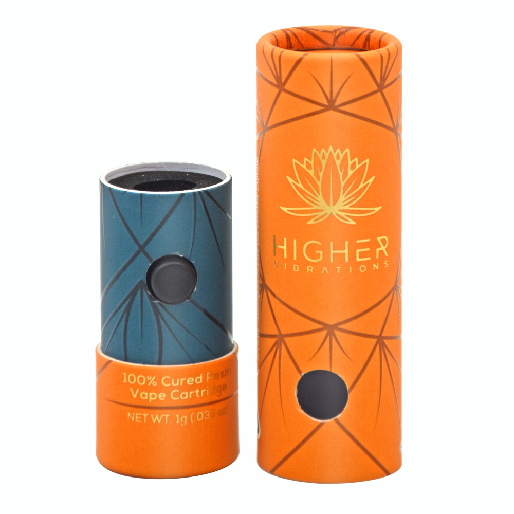 Custom Childproof Tube Box Child Resistant Cardboard Preroll Cylinder Packaging Small Paper Tube Packaging For Vape Cartridge