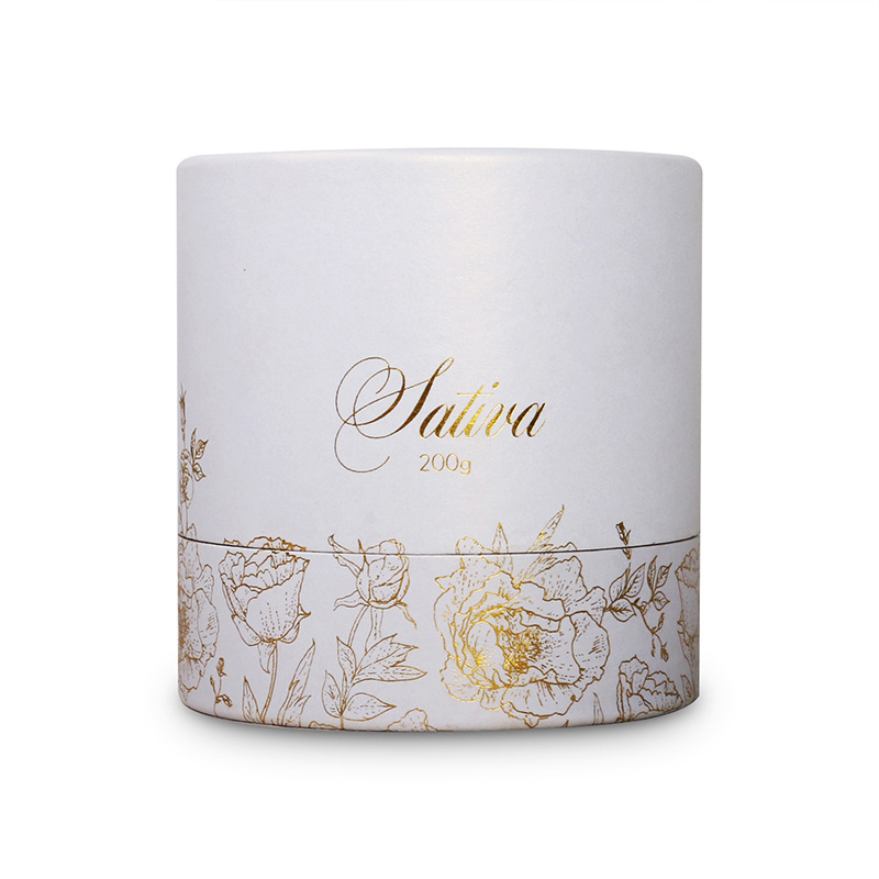 Personalized Gold Foil Stamping Paper Cans Packaging Custom White Round Paper Tube Box For Bottle Jars