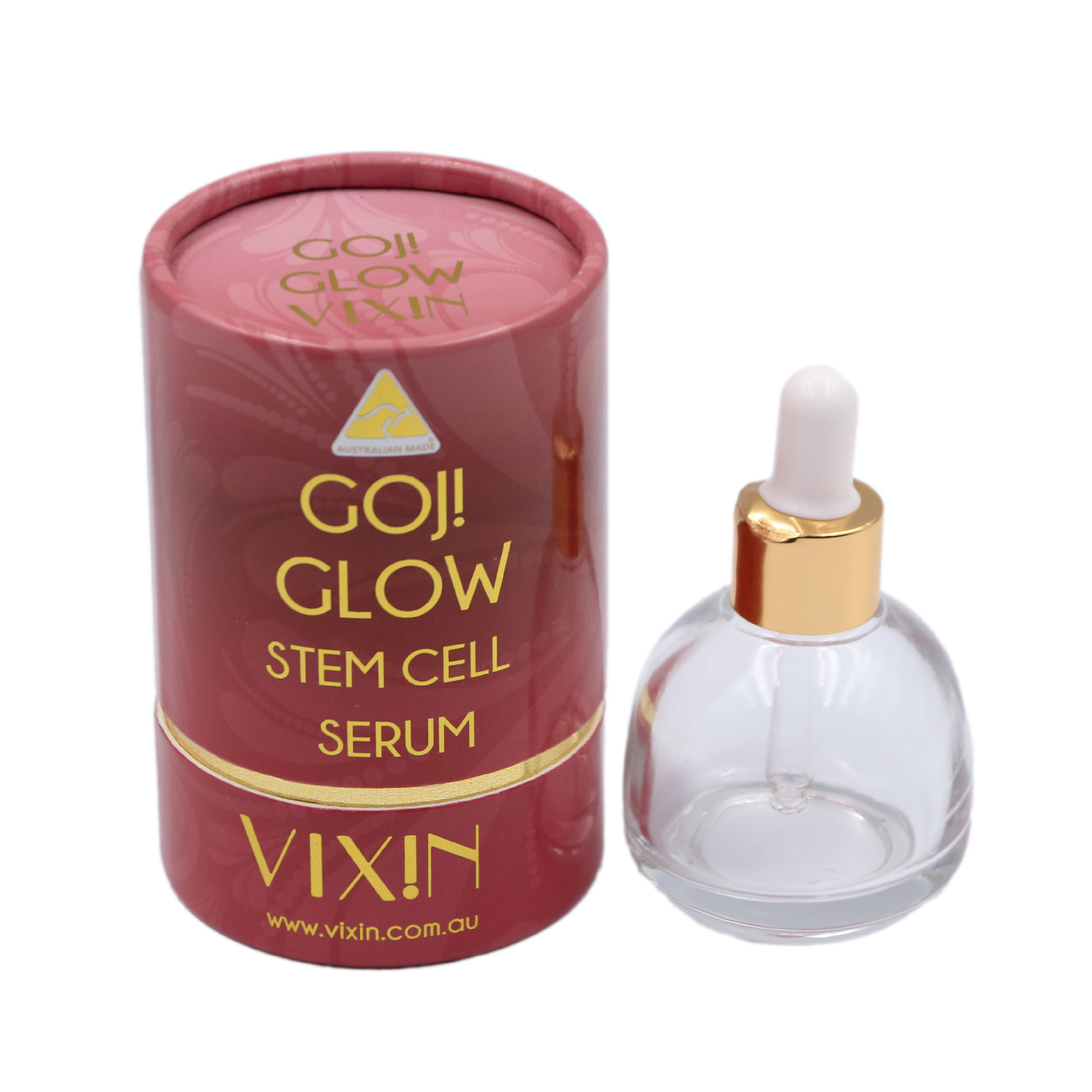 Classic Round Recyclable Essential Oil Perfume Paper Tube Red Glossy Packaging Cylinder With Gold Foil Stamping