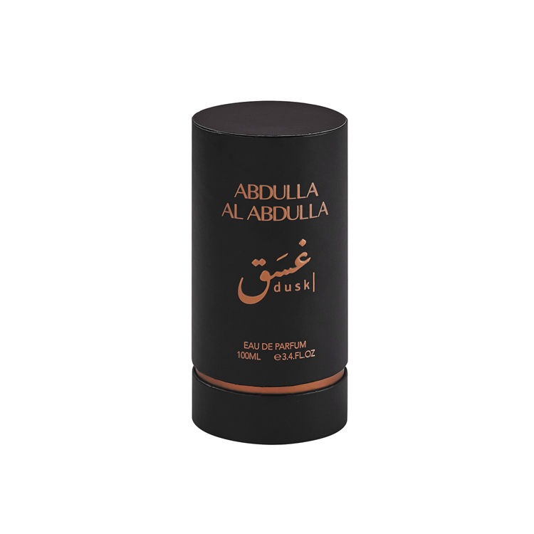 Custom Gold Foil Printed Black Color Perfume Round Gift Paper Box Perfume Tube Box Packaging With Gold Neck