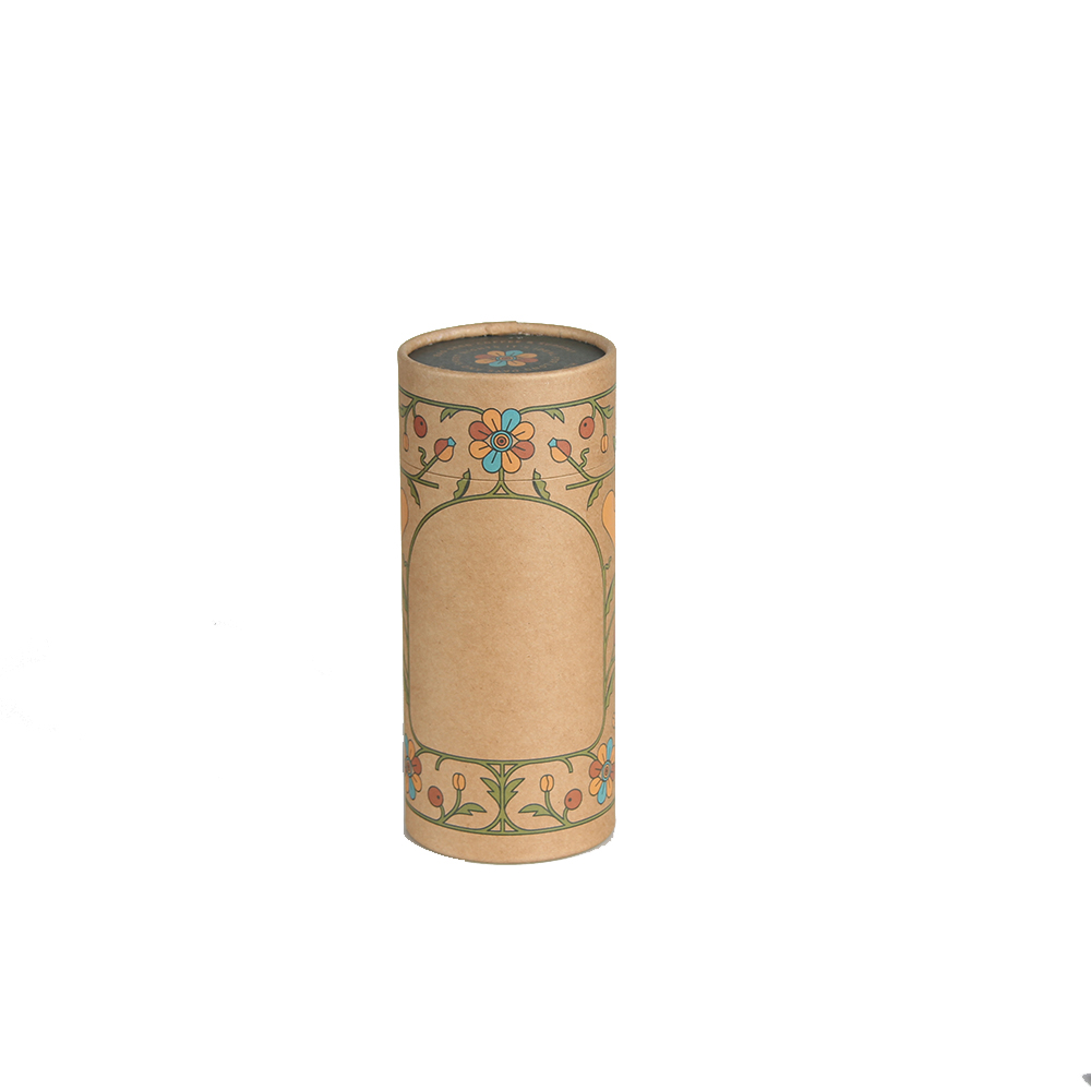 High Quality Printed Kraft Cardboard Cylinder Box Custom 100% Recyclable Kraft Tube Packaging