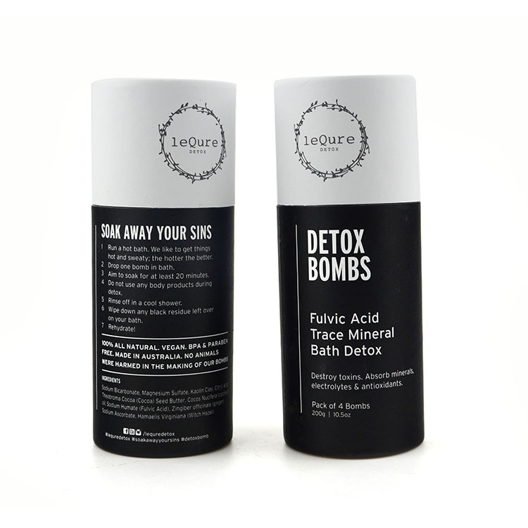 Custom Wholesale Black Packaging Paper Tube Cardboard Tube Packaging Box For Bath Bombs Packaging