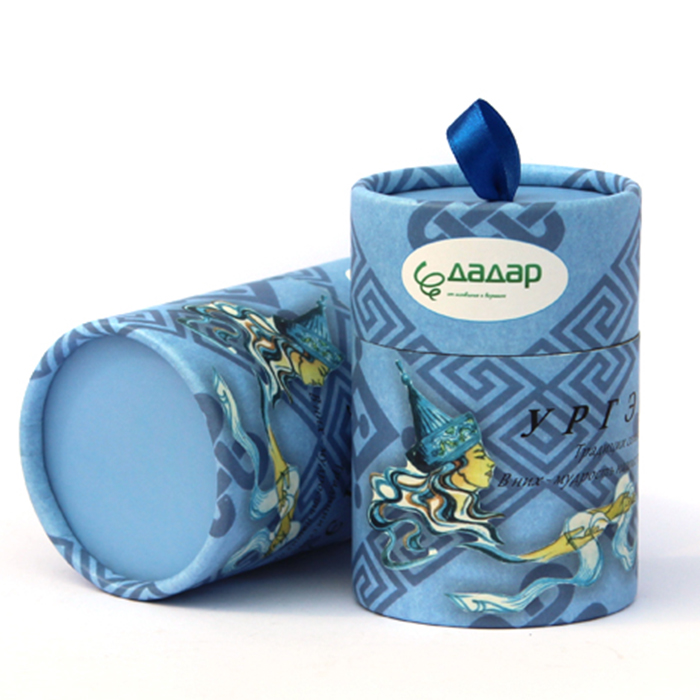 Rolled Edge Rigid Cardboard Paper Tube Box Luxury Cylindrical Candle Packaging Box With Ribbon