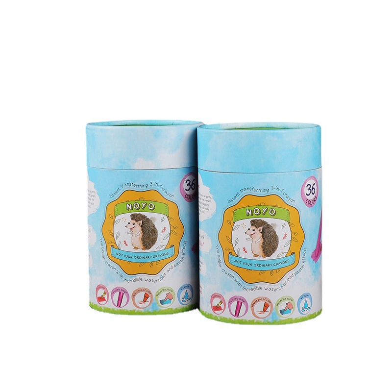 Cardboard Round Crayons Packaging Box Recycled Color Printing Kraft Paper Tubes For Crayons Pencil
