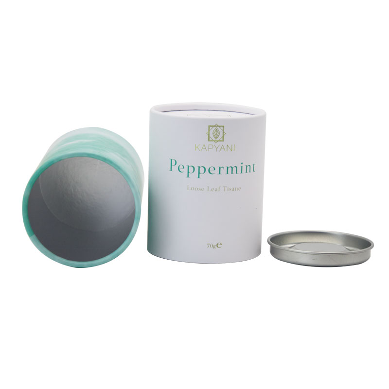 Empty Herbal Tea Packaging Paper Tubes Composite Foil Lined Kraft Paper Cylinder Box Food Tube Packaging With Metal Lid